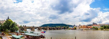 PRAGUE CZECH REPUBLIC -  JULY 21:  Panoramic view of Prague in Czech Republic on July 21, 2014. Prague historical Center, including most of the city major sites, became a UNESCO-listed site in 1992.のeditorial素材