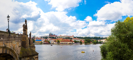 PRAGUE CZECH REPUBLIC -  JULY 21:  Panoramic view of Prague in Czech Republic on July 21, 2014. Prague historical Center, including most of the city major sites, became a UNESCO-listed site in 1992.のeditorial素材