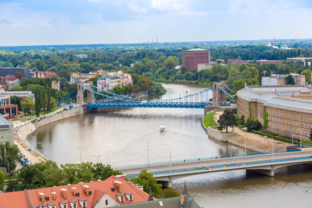 Aerial view of Wroclaw  in summer day from  Cathedral St. John in Polandの写真素材