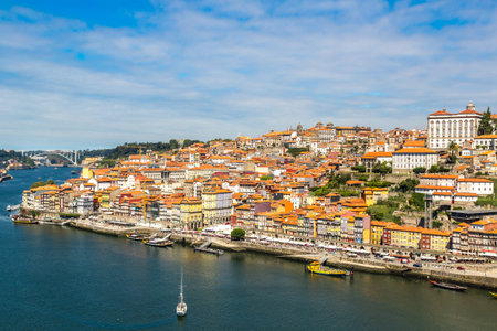 Aerial view of Porto in Portugal in a beautiful summer day