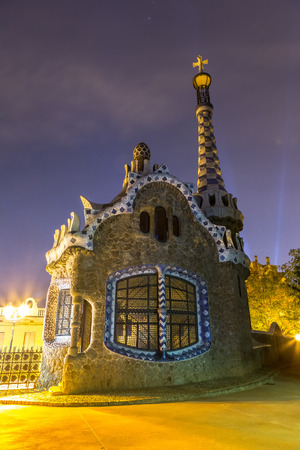 Park Guell in Barcelona, Spain in a summer nightのeditorial素材