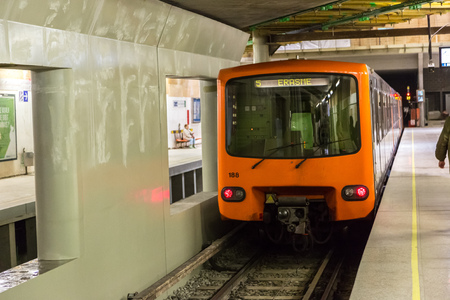 BRUSSELS, BELGIUM - JULY 6: Metro stationin Brussels, Belgium on July 6 2014のeditorial素材