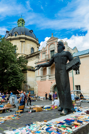 LVOV, UKRAINE - MAY 11: Market square - historical and tourist centre of the town on May 11, 2014  in Lvov, Ukraine. Historical centre of Lvov is UNESCO World Heritage Site.のeditorial素材