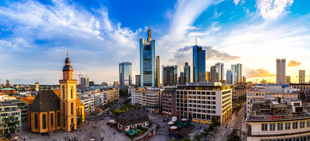FRANKFURT, GERMANY - JULY 9: Aerial view of Frankfurt with Hauptwachen on July 9, 2014 in Frankfurt, Germanyのeditorial素材