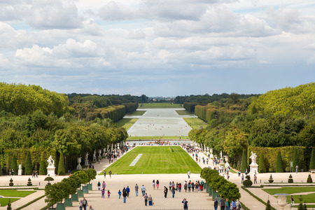 VERSAILLES, FRANCE - August 7, 2014: The Gardens of Versailles in a beautiful summer day in Paris, France on August 7, 2014, France.のeditorial素材