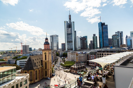 FRANKFURT, GERMANY - JULY 9: Aerial view of Frankfurt with Hauptwachen on July 9, 2014 in Frankfurt, Germanyのeditorial素材