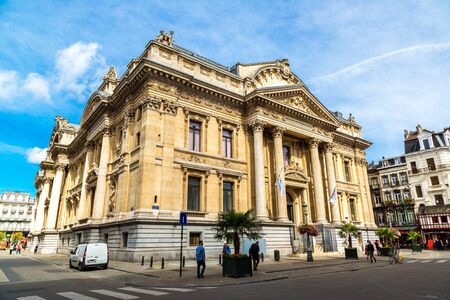 BRUSSELS, BELGIUM - JULY 6: Historic building of the stock exchange in a beautiful summer day in Brussels, Belgium on July 6 2014のeditorial素材