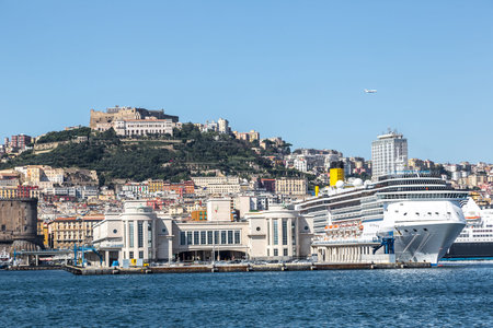 Harbor of Naples in a summer day, Italyの写真素材