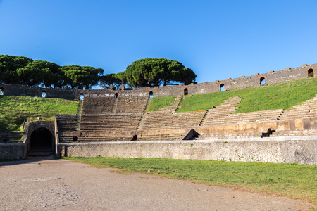 Stadium in Pompeii city  destroyed  in 79BC by the eruption of Mount Vesuviusの写真素材