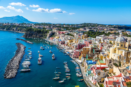 Procida island in a beautiful summer day in Italyの写真素材