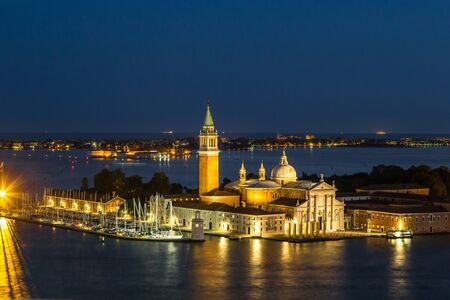 VENICE, Italy, JULY 12, 2014:  San Giorgio island in a summer night in Venice, Italyのeditorial素材