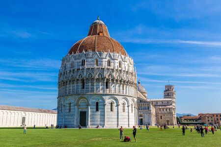 PISA, ITALY, JULY 12, 2014: Pisa Baptistery in a summer day in Pisa, Italy on July 12のeditorial素材