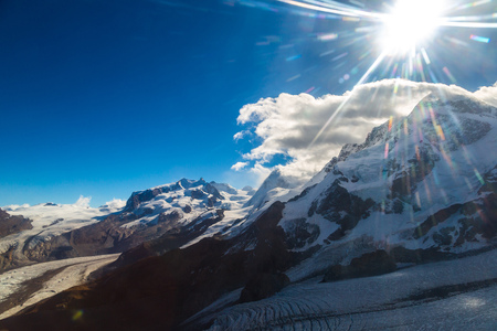 Alps mountain landscape in a beautiful day in Switzerlandの写真素材