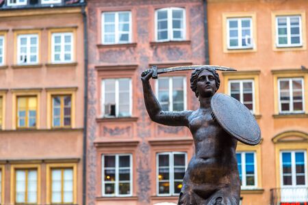 Mermaid - symbol of Warsaw in a summer dayの写真素材