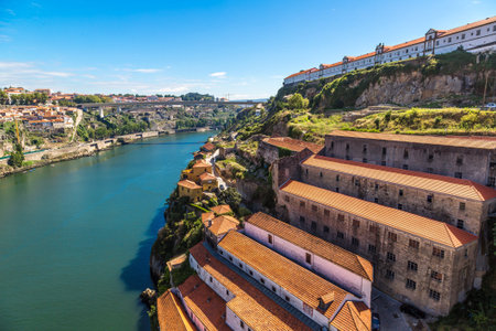 Aerial view of Porto in Portugal in a beautiful summer dayの写真素材