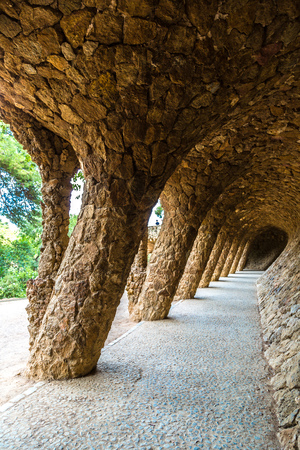 Park Guell by architect Gaudi in a summer day  in Barcelona, Spain.の写真素材