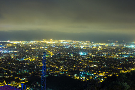 Panoramic view of Barcelona from Park Guell in a summer evening in Spainの写真素材