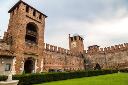 Castle Castelvecchio in a summer day in Verona, Italyのeditorial素材