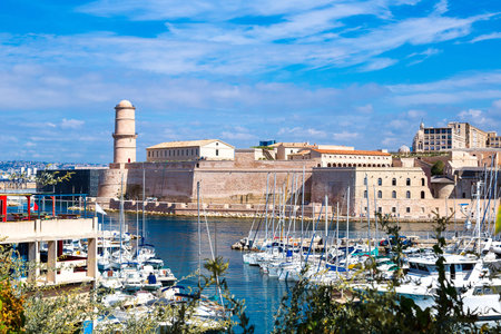 Saint Jean Castle and the Vieux port in Marseille, Franceのeditorial素材
