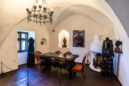 TRANSYLVANIA, ROMANIA - JUNE 15, 2015: Interior of Bran Castle (Dracula's Castle)  in a summer day in Transylvania, Romaniaのeditorial素材