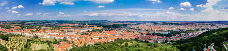 Cityscape of Prague in summer. River, bridgesの写真素材