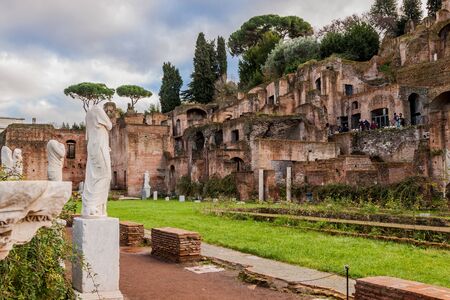 Roman ruins in Rome. Antique. Blue sky. Dayの写真素材