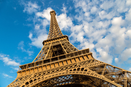 The Eiffel Tower in Paris, France in a beautiful summer dayの写真素材