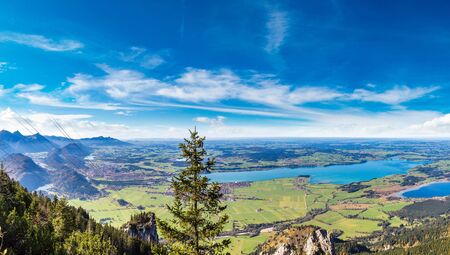 Green fields  next to Neuschwanstein castle in Germanyのeditorial素材