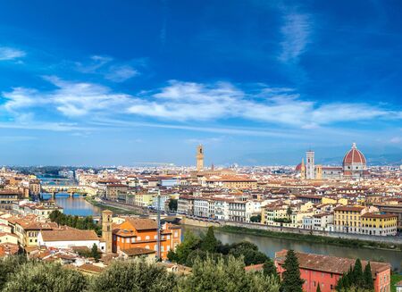 Panoramic view over cathedral of Santa Maria del Fiore in Florence, Italyのeditorial素材
