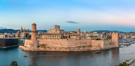 Saint Jean Castle and Cathedral de la Major and the Vieux port in Marseille, Franceのeditorial素材