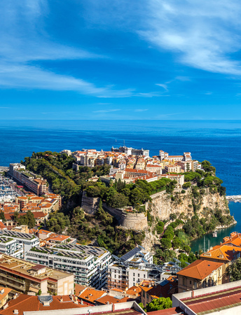 Panoramic view of prince's palace in Monte Carlo in a summer day, Monacoのeditorial素材