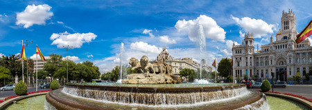Cibeles fountain at Plaza de Cibeles in Madrid in a beautiful summer day, Spainのeditorial素材