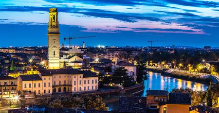 Panoramic view of Verona at sunset in Italyのeditorial素材