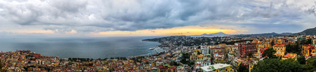 Sunset over Naples in a summer day in Italyの写真素材