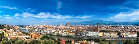 Panoramic view over cathedral of Santa Maria del Fiore in Florence, Italyの写真素材