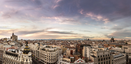 Panoramical aerial view of Madrid in a beautiful summer night, Spainの写真素材