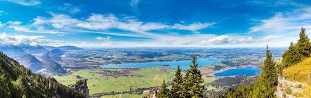 Green fields  next to Neuschwanstein castle in Germanyのeditorial素材