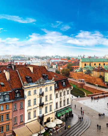 Panoramic view of Warsaw in a summer day n Polandのeditorial素材