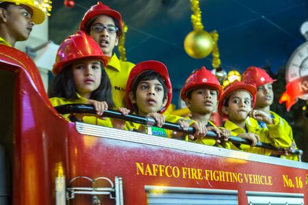 DUBAI, UAE - DECEMBER 5: Kidzania - kids section at Dubai Mall. KidZania Dubai provides children and their parents a safe, unique, and very realistic educational environment on December 5, 2015 in Dubaiのeditorial素材