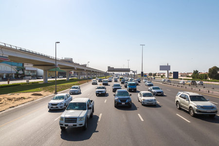 Sheikh Zayed Road in Dubai in a summer day