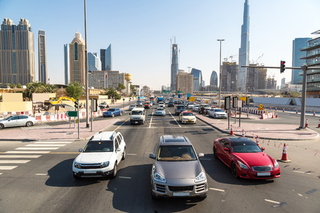 Sheikh Zayed Road in Dubai in a summer dayのeditorial素材