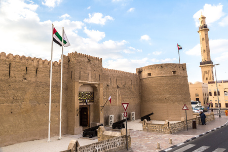 Al Fahidi fort - ancient arabic fortress in Dubai Museum, UAEのeditorial素材