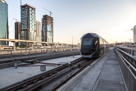 New modern tram in Dubai, United Arab Emirates
