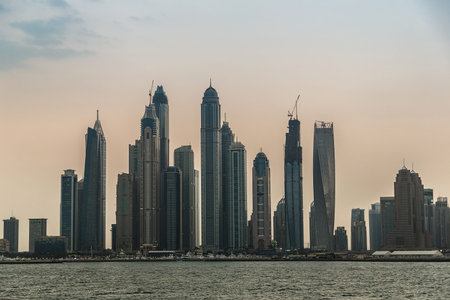 DUBAI, UAE - NOVEMBER 23: Dubai Marina in the evening, Dubai, UAE on 23 November 2015 in Dubaiのeditorial素材