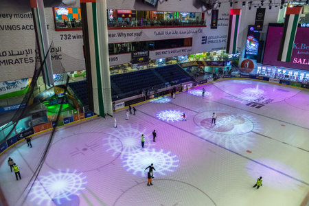 DUBAI, UAE - DECEMBER 5: The ice rink at The Dubai Mall, UAE. December 5, 2015 in Dubai, United Arab Emiratesのeditorial素材