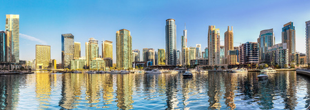 Panorama of Dubai Marina in a summer day, UAEの写真素材