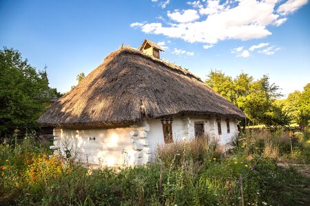 Traditional ukrainian village in the museum of national architecture in Pirogovo in a summer day, Kiev, Ukraineのeditorial素材