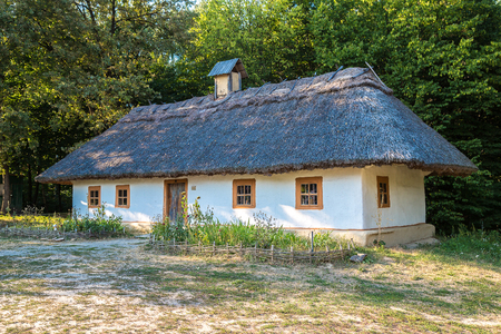 Traditional ukrainian village in the museum of national architecture in Pirogovo in a summer day, Kiev, Ukraineのeditorial素材