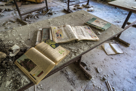 School in Chernobyl, Ukraine in a summer dayのeditorial素材