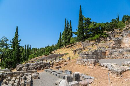 Ancient ruins in Delphi, Greece in a summer dayの写真素材